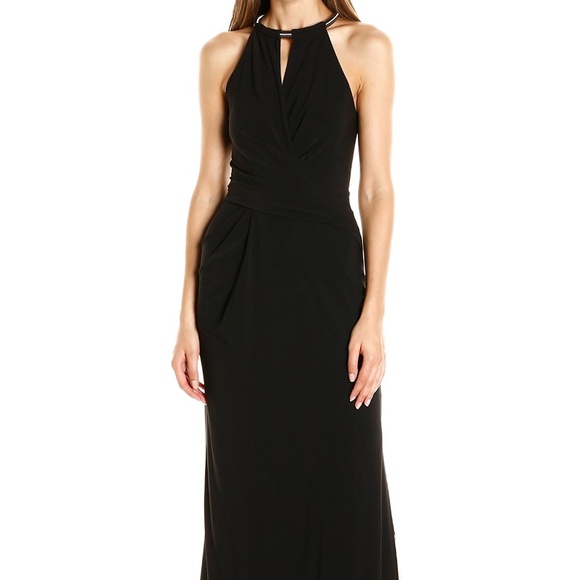 Laundry By Shelli Segal Dresses & Skirts - NWT Black & Silver Necklace Halter High Slit Gown